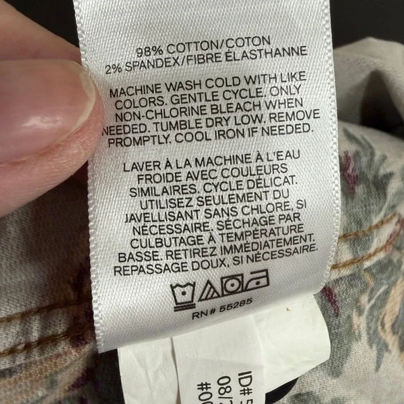 Express Button Down Shirt Womens Corduroy Floral Rose Tan Burgundy Green Medium - Picture 9 of 12